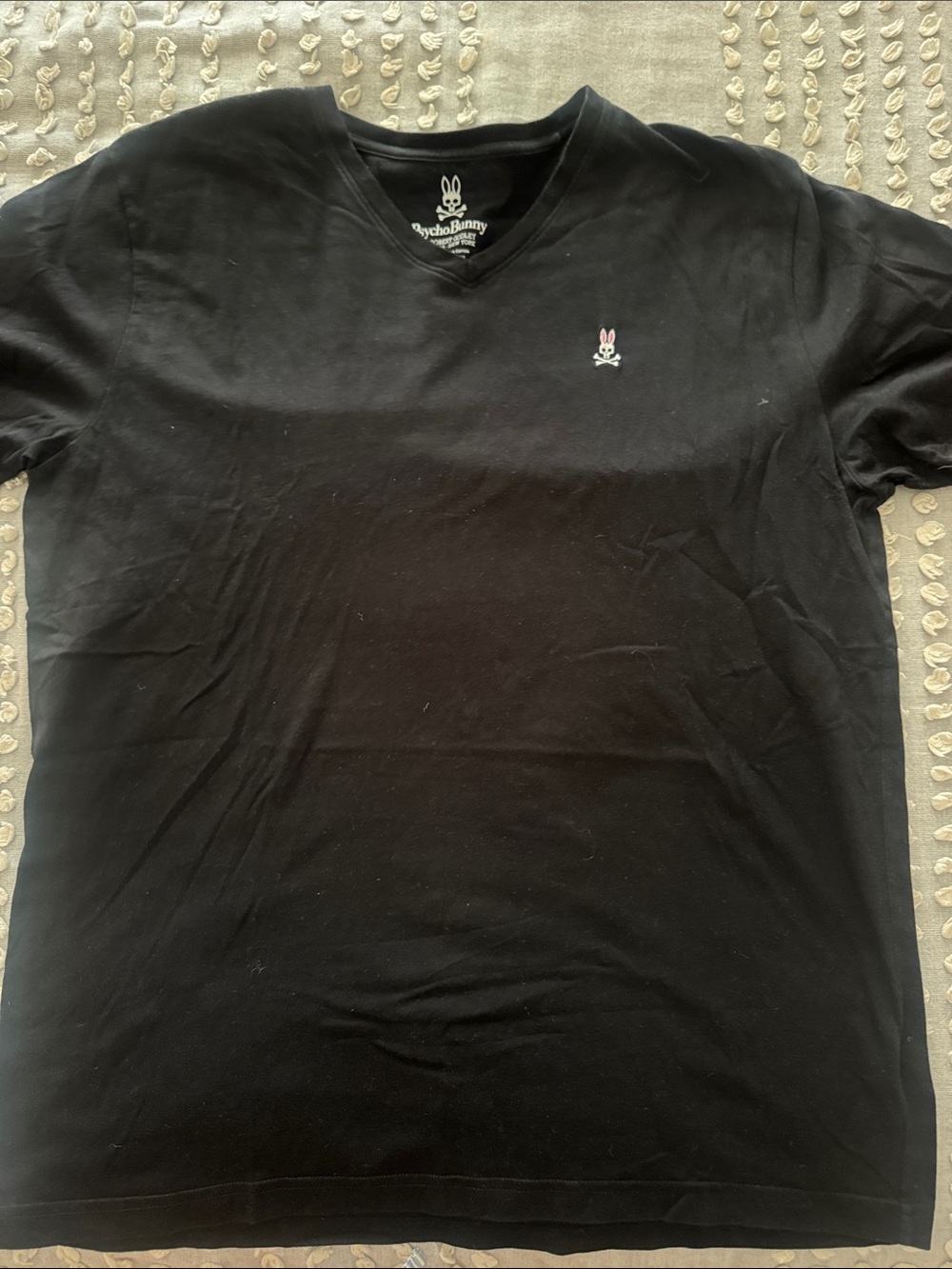 Psycho Bunny Men’s Black V-Neck Tee with Embroidered Logo
